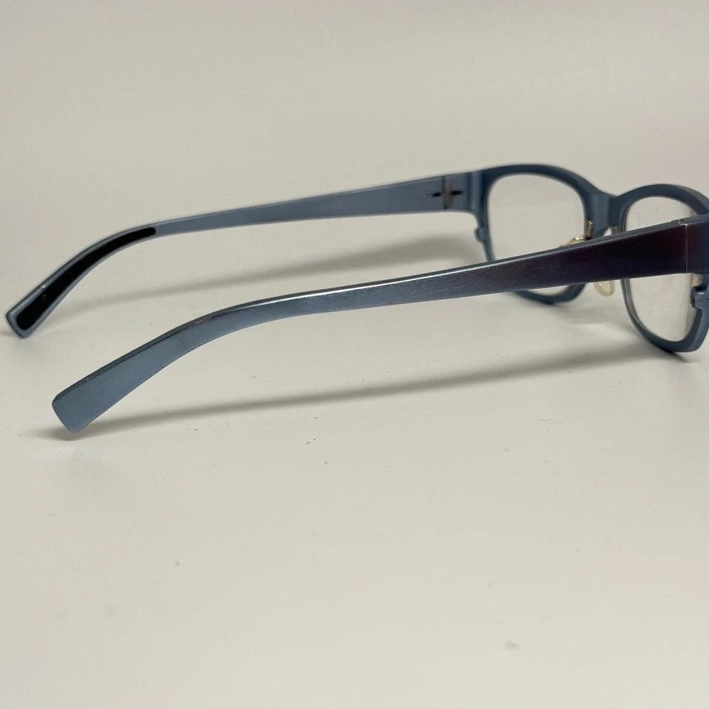Unbranded Blue Metallic Rectangular Eyeglass Frames with Clear‎ Lenses